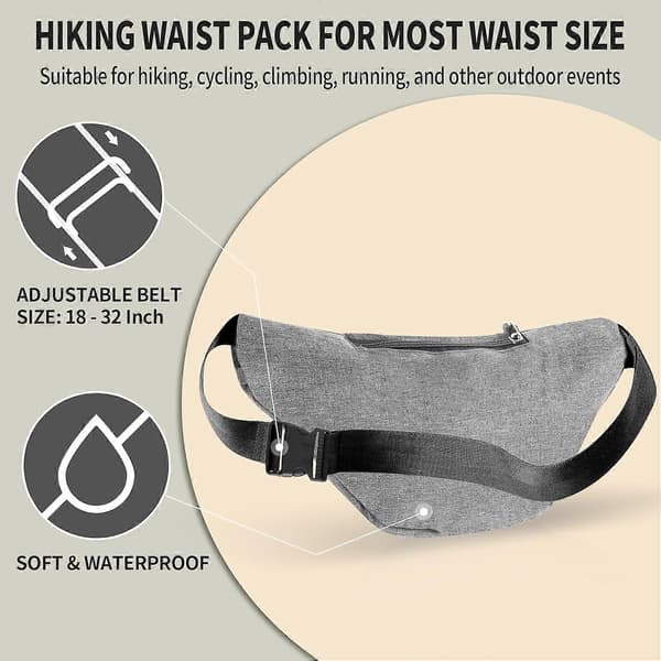 Midjeväskor för kvinnor och män, midjeväska för löpning och promenader, vattentäta midjeväskor justerbara crossbody Grey