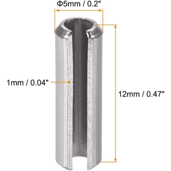 Fjederstift med slids - M5 x 12mm 304 Rustfrit Stål Split Fjeder Rullestifter Glat Overflade 50 stk