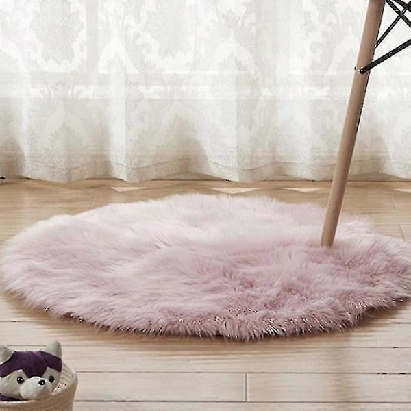Rund Ryamatta Vardagsrum Sovrum Matta Golv Fluffig Matta Light Pink 40cm