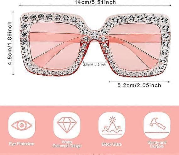 1 kappale strassiset aurinkolasit neliö unisex timanttilasit Pink