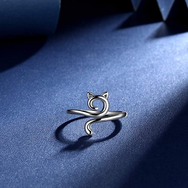 Justerbar Storlek Ring Kattungeöron Virkning Ring Nybörjare Stickning Silver