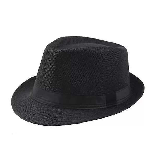 Unisex Olki Fedora Panama Hattu Kesä Aurinko Lyhyt Lieri Kukka Trilby Kuubalainen Lippahattu black