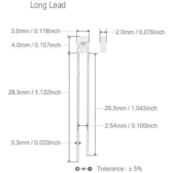 50 kpl 2x3x4mm Kirkas LED Punainen Valo LED