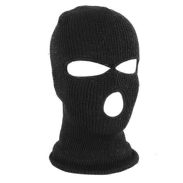 3-huls Balaclava Hue Hætte Taktisk Hel Ansigt Ski Dækning Black