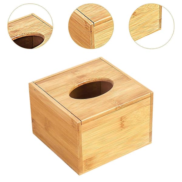 Tissuebox i bambu, skrivbordsdispenser för hemmet, köket, badrummet och kontoret
