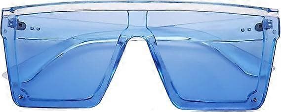 Firkantede Oversized Solbriller til Kvinder Mænd Mode Flad Top Store Ramme Shades Transparent Blue