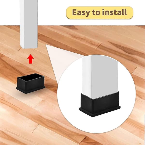 16-pack rektangulära PVC-ändstycken - Flexibla stols-/bordsben 20 mm x 40 mm (13/16\" x 1-9/16\") Svarta
