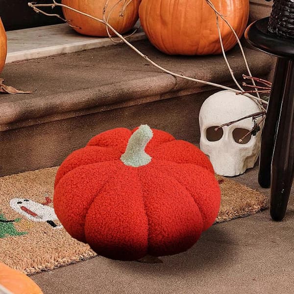 2025 Pumpakudde Halloween Leksak Kudde Stickad Ullstil Pumpa Vardagsrum Soffkudde RD