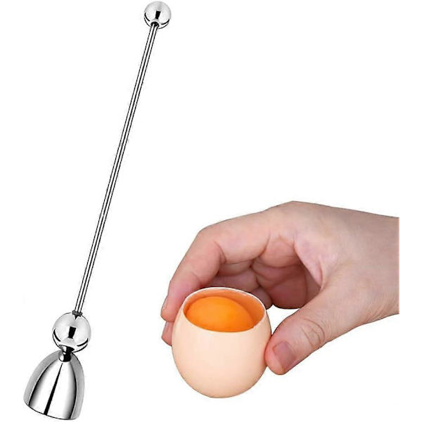 Eggeskallfjerner, eggåpner, eggknekkerdeksel i rustfritt stål, eggeskallkutter for bløtkokte egg og eggknekkere