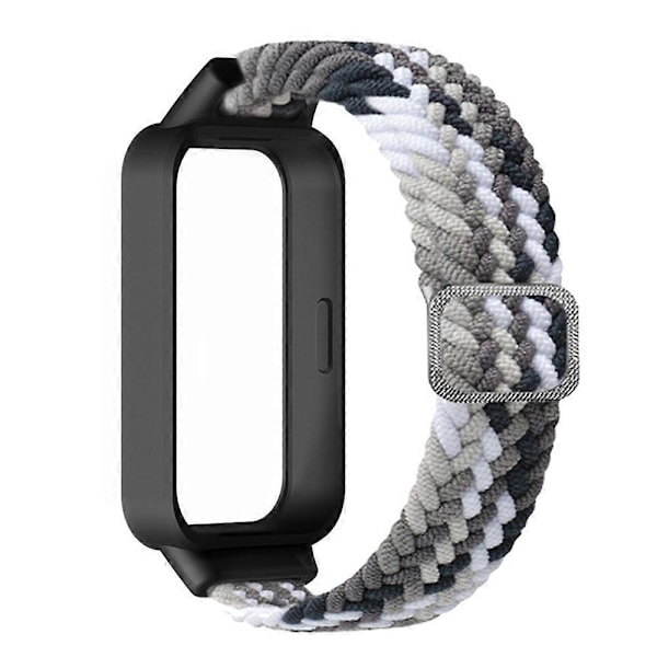 Til Xiaomi Smart Band 9 Active Redmi Band 3 Vævet Nylon Rem Snap-On Etui Urrem - Farverig Bla Multicolor Colorful Black