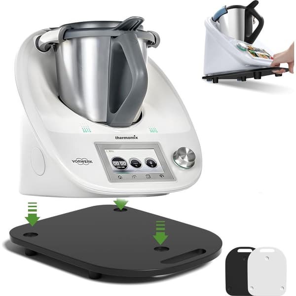 Mat mat akryl skydebræt til Thermomix TM6 TM5: Skyder til nem bevægelse, tilbehør til Thermomix foodprocessor, hurtig bevægelse (sort)
