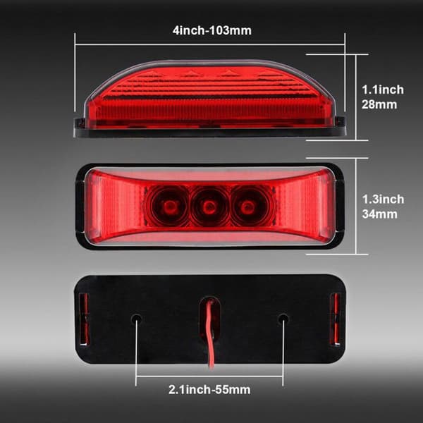 3,9-tommer 3-LED front- og bagsidepositionslys til lastbiltrailer, vandtæt, påmonterede positionslys