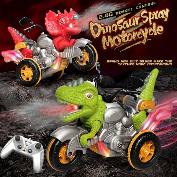 Dinosaur Motorcykel Pojkar Presenter Barn Leksak Fjärrkontroll Diy Kreativ Deformation Bil Leksaker Brown