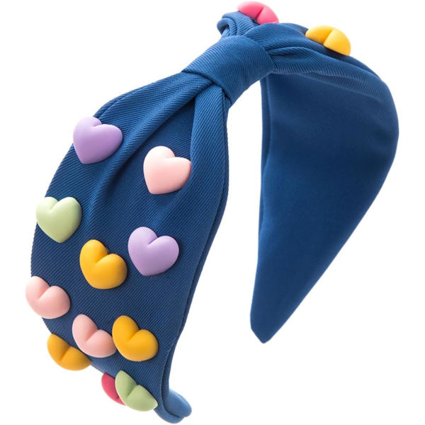 Hiustarvikkeet tytöille Solmittuja pantoja päivittäiseen käyttöön Leveitä hiuspantoja Vintage-kangaspanta Hääpanta Blue