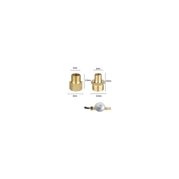 Messing gasadapter, 1/2\" til 1/4\" og 3/4\" fittings, frost- og stødsikker, sikker forbindelse til campingovne