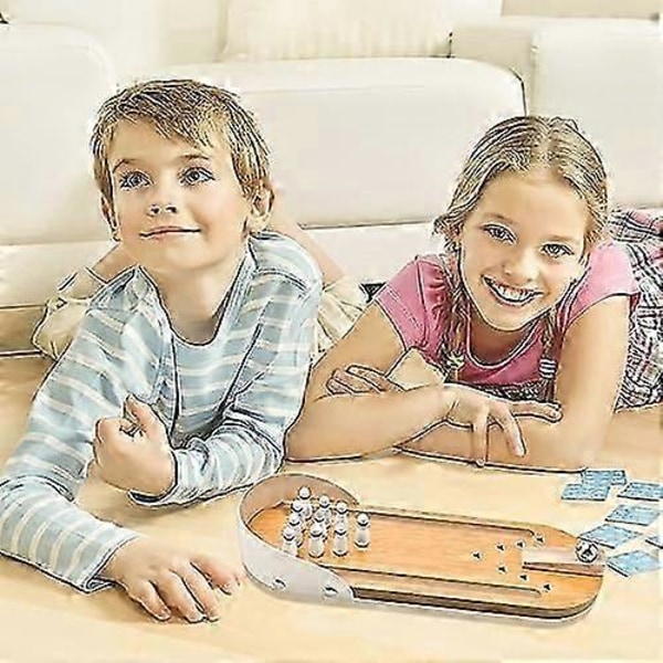 Mini bowling-spillsett for skrivebord, stressreduserende dings i tre