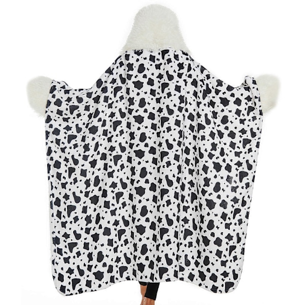 Ko Print Tæppe Blødt Ko Print Kastetæppe Fleece Tæppe Ko Mønster, 100% Nyt Black