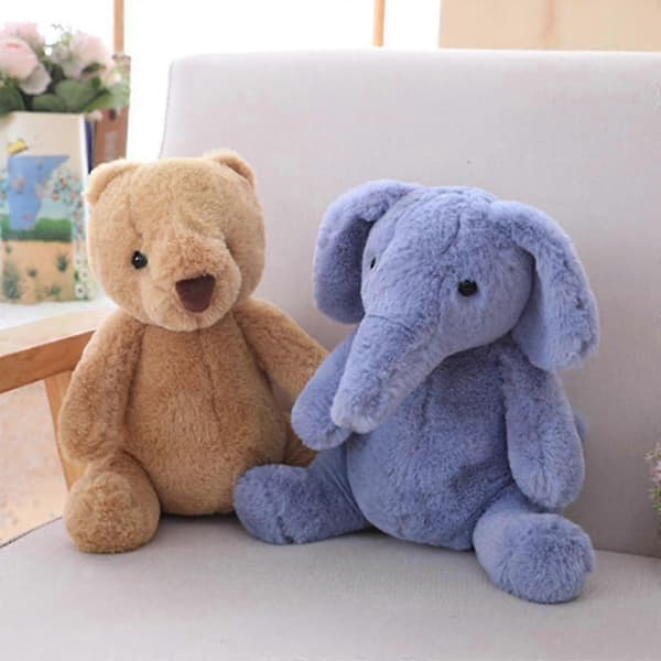 Udstoppede dyr til babyer, børneværelse, sofa, stue, dinosaur 30 cm elephant 25cm as described