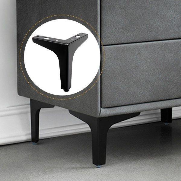 4-pak 10 cm sorte møbelben i metal - til skabe, sofaer, kaffe