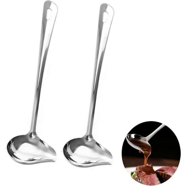 2 stk. sovseske i rustfrit stål, 29 cm sauceske med tud, køkkensovseske, oval sovseske med tud