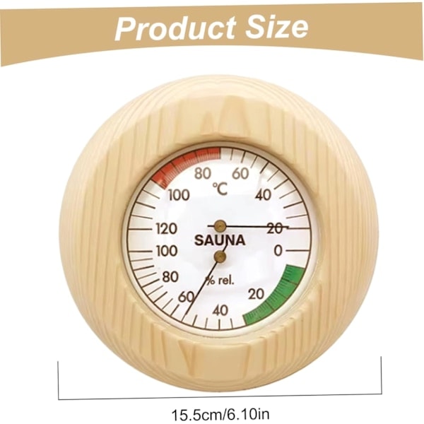 Bastutermometer i Trä Inomhustermometer 2-i-1 Termometer och Hygrometer med Precisionsskala Bastuaccessoarer Utomhusliv