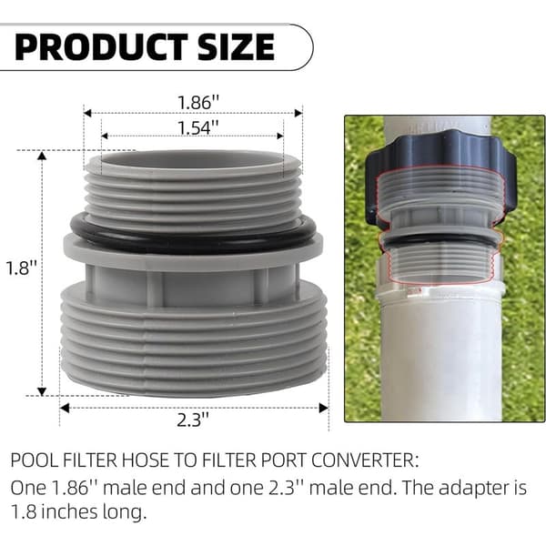 2-delt poolslangeadaptere 4560 poolpumpe monteringssæt til 40 mm til 1 1/2 tomme slangeforbindelse kompatibel med swimmingpools