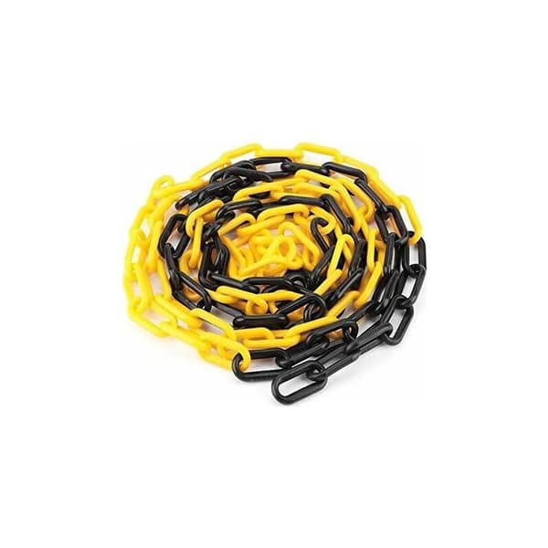 Sort og gul plastkæde, 6 mm, 25,0 meter