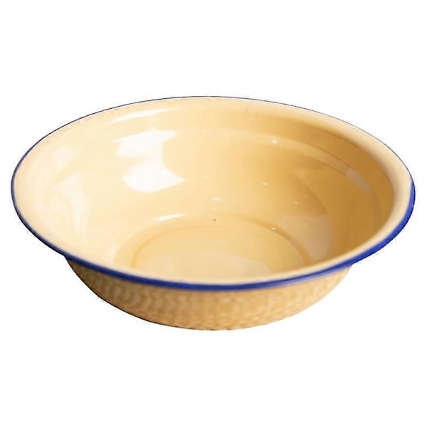 Skål Holdbar Vintage Emalje Multifunktionel Suppetallerken til Køkken Yellow 18 cm