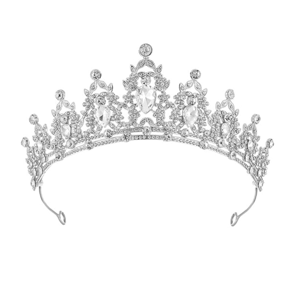 Retro Faux Krystall Krone Bryllup Brude Tiara Dronning Krone Buede Ender Prinsesse Krone Tiara Ballhode White