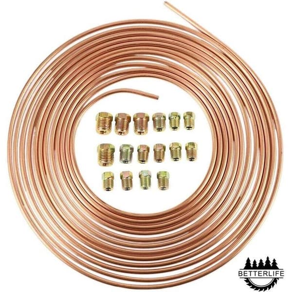 Bremserørspole i kobber og nikkel - 7,62 m længde - 3/16\" udvendig diameter - Rustbestandig
