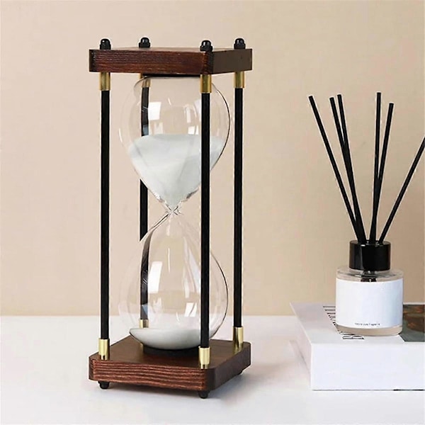 Stort Timglas 60 Minuter, Timglas, Regnbågsfärgat Glastimglas, Presenttimglas, för Hem, Skrivbord, Vit