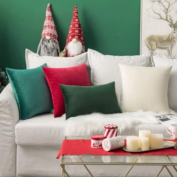 Pyntepude 45x45cm Pudebetræk til stue sofa soveværelse sæt med 2 til hverdagsbrug og også velegnet til helligdage som jul dark green