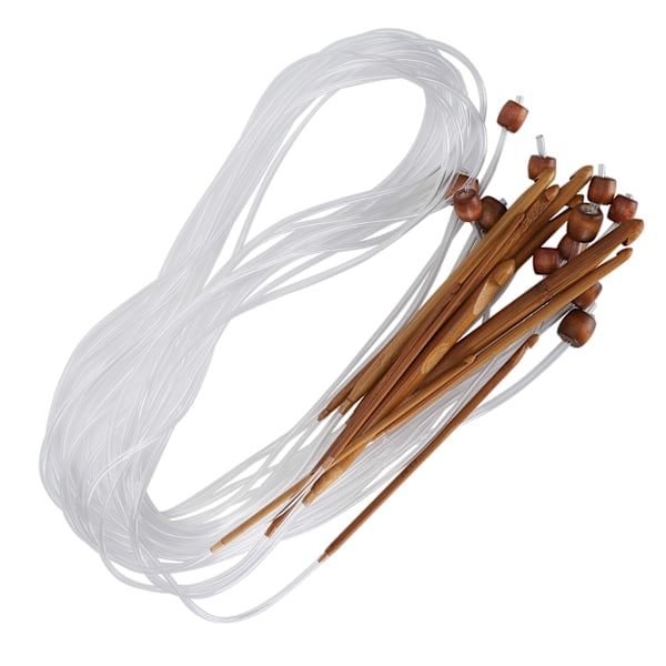 12 st Cirkel Sticknålar Dubbelspetsade Bambu Rörkoppling Virknål Tillbehör (Kolsyrat Vit Rör 120cm)