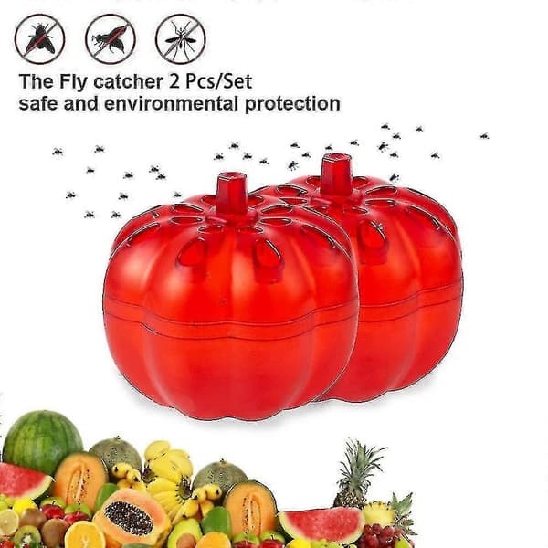 2 st Fruktflugfälla Fruktflugdödare Röd Pumpaform För Hemmakök