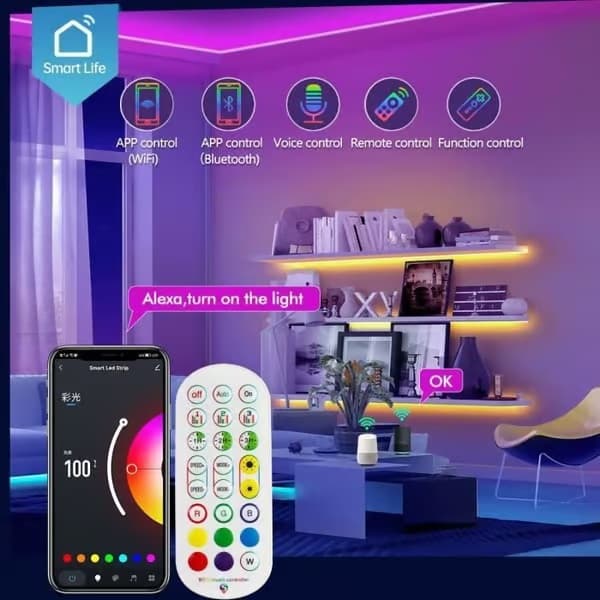 RGBIC LED-list - Flerfärgad - WiFi - Vattentät IP67 - 3M Lång