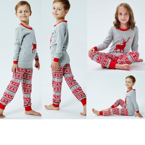 Julepyjamas til børn, forældre-barn printet hjemmetøj jul mon S