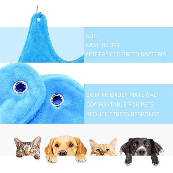 Bärbar hängmatta för hund- och kattvård, andningsbar vårdassistent. Blue S