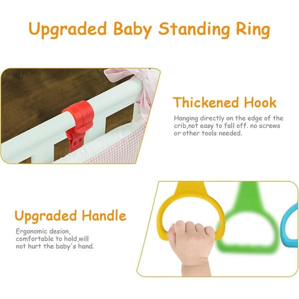 Babyhage ring set, 4 stycken ringar för babysäng och lekhage, babysängring, balansträningsringar