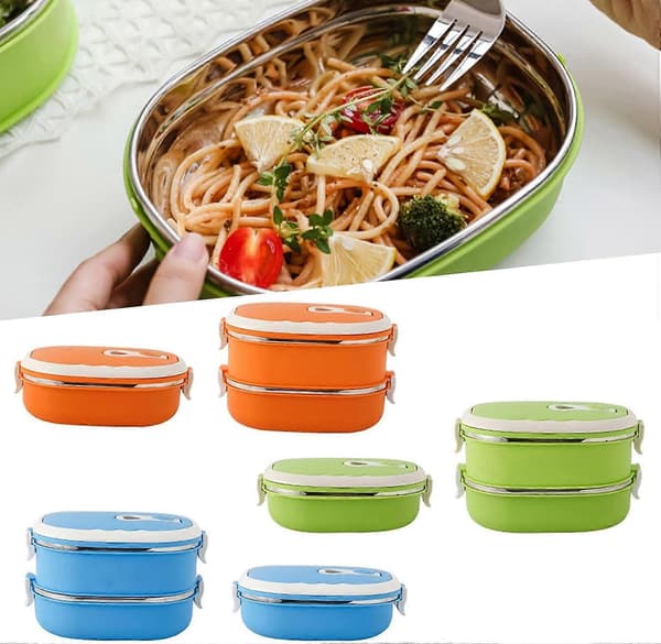 Termisk Bento Matboks med Termisk Isolering i Rustfritt Stål, Lekkasjesikker Matbeholder for Barn Voksen Student Barn