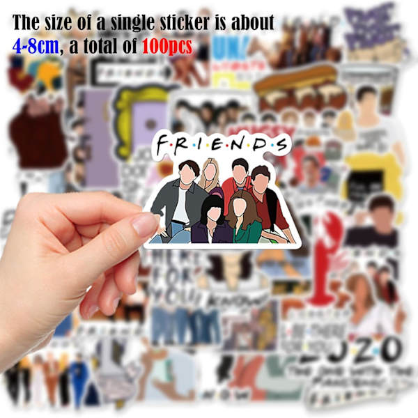50-pack Friends-dekaler, tecknade dekaler, vattentäta dekaler, estetiska dekaler, skrapboksdekaler, för laptop skateboard gitarr resväska bagage