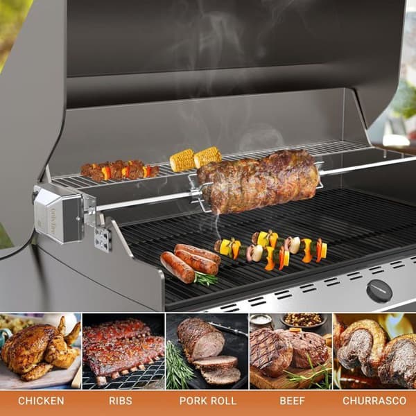 Rotisserigafler - Sæt med 2 - Rustfrit stål - Kødfastholder - BBQ Grill - 8mm Firkantet Spyd