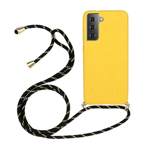 For Samsung Galaxy A14 5G Telefondeksel i hvetestråmateriale + TPU med snor