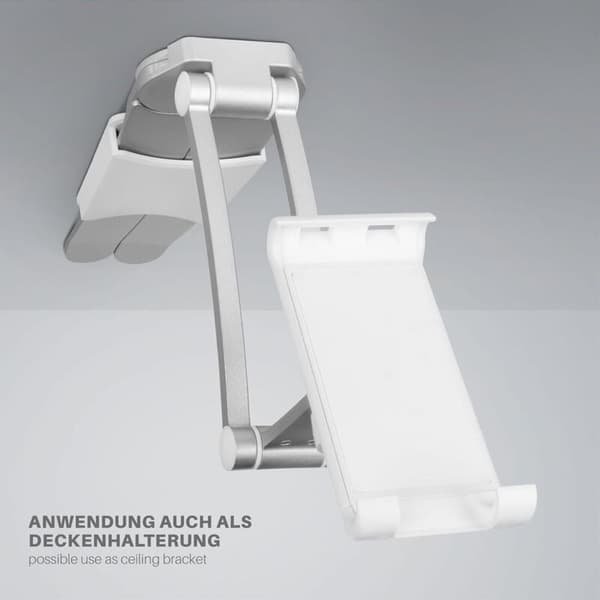Tabletstander - Med væg- og loftadapter - Kompatibel med iPad, MediaPad, Kindle, smartphone, Galaxy Tab, Switch - Grå