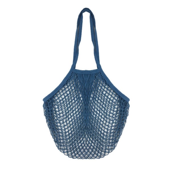 Mesh Bag - Gjenbrukbar, Vaskbar, Foldbar Bomullsnettpose for Frukt, Grønnsaker og Varehandel - Kjøkkenutstyr Kaesi Blue