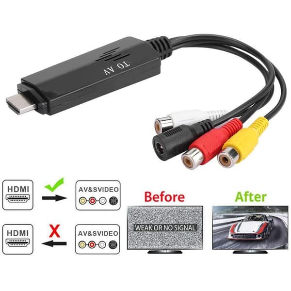 HDMI til AV-konverter, HDMI til AV High Definition-konverter, kort HDMI til AV han-til-hun-kabel