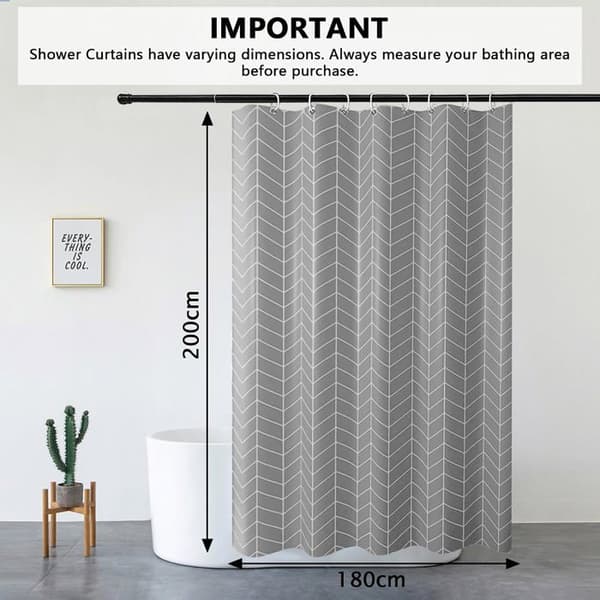 Bruseforhæng - 1 Styk - Polyester - Vandtæt - Badeværelse og Badekar - 180x200 cm Grå