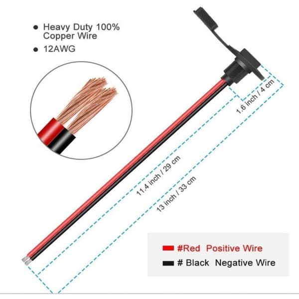 2-pack SAE sidoväggskablar 12 AWG 1,3 FT/40 cm - Väderbeständig SAE snabbkoppling för solpanel med 8 skruvar (SAE-Blanker wire)
