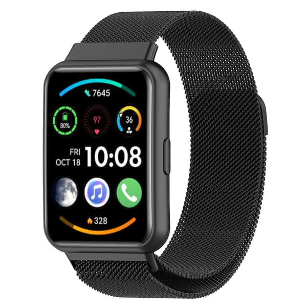 For Huawei Watch Fit 2 rustfritt stål klokkereim Black