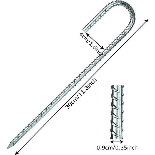 Pakke med 10 galvaniserte teltplugger, 30 cm teltstaker, trampolineankere for camping, hage, gjerder, husker