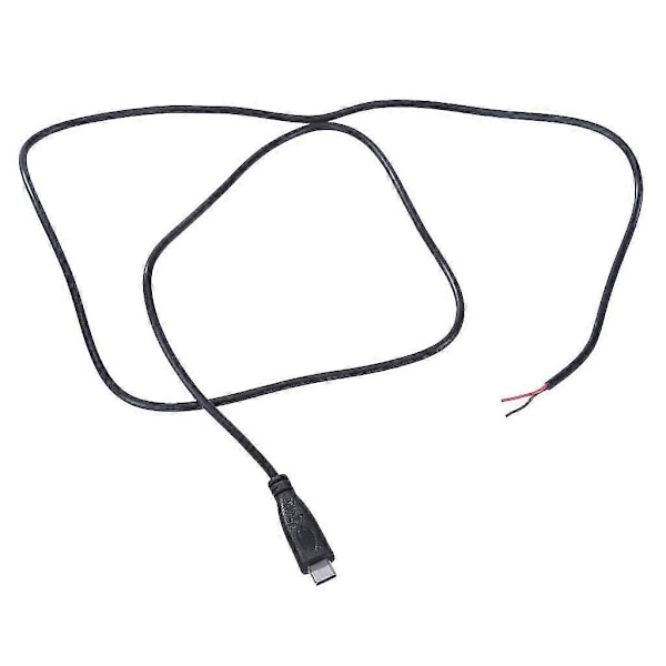 USB C Pigtail 2-pin Strømkabel Bare Ledning 22AWG Støtter 5V 3A Lading 1m Straight head